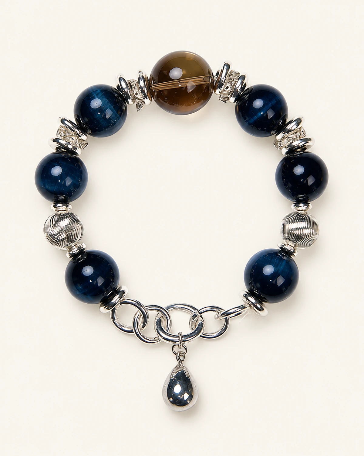 Blue Tiger Eye & Smoky Quartz Bracelet studio product image