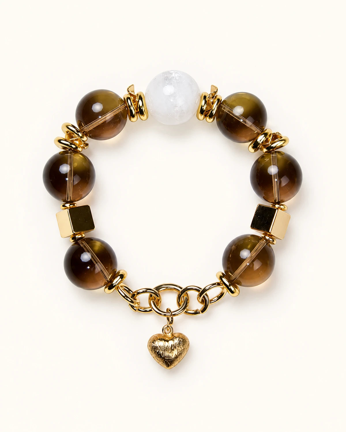 Smoky Quartz & White Phantom Bracelet studio product image