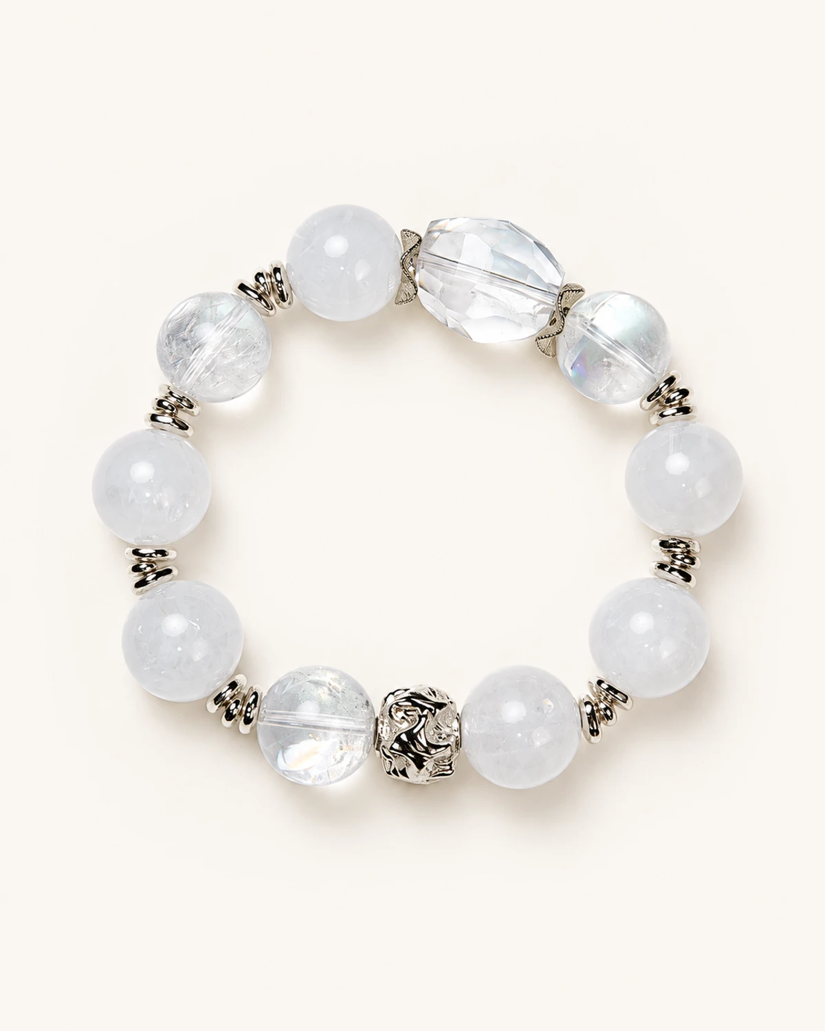 Clear Quartz & White Phantom Bracelet studio product image