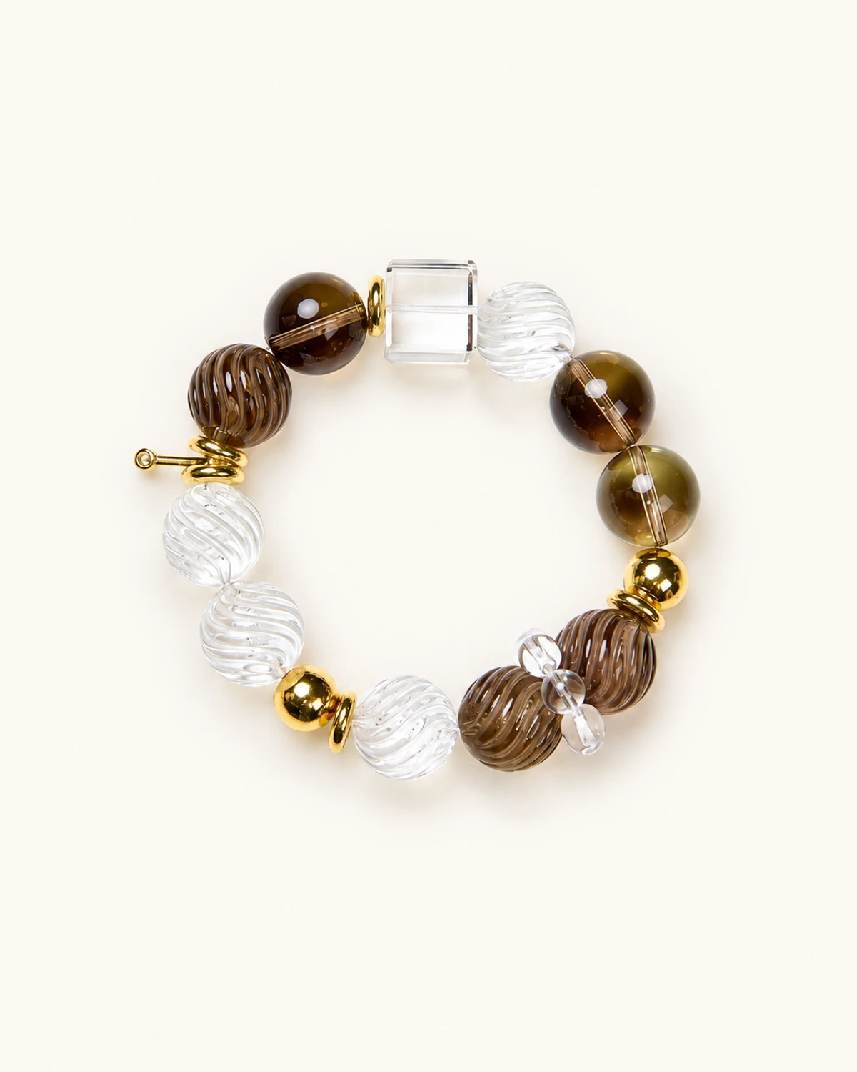 Clear Quartz & Smoky Quartz Bracelet studio product image