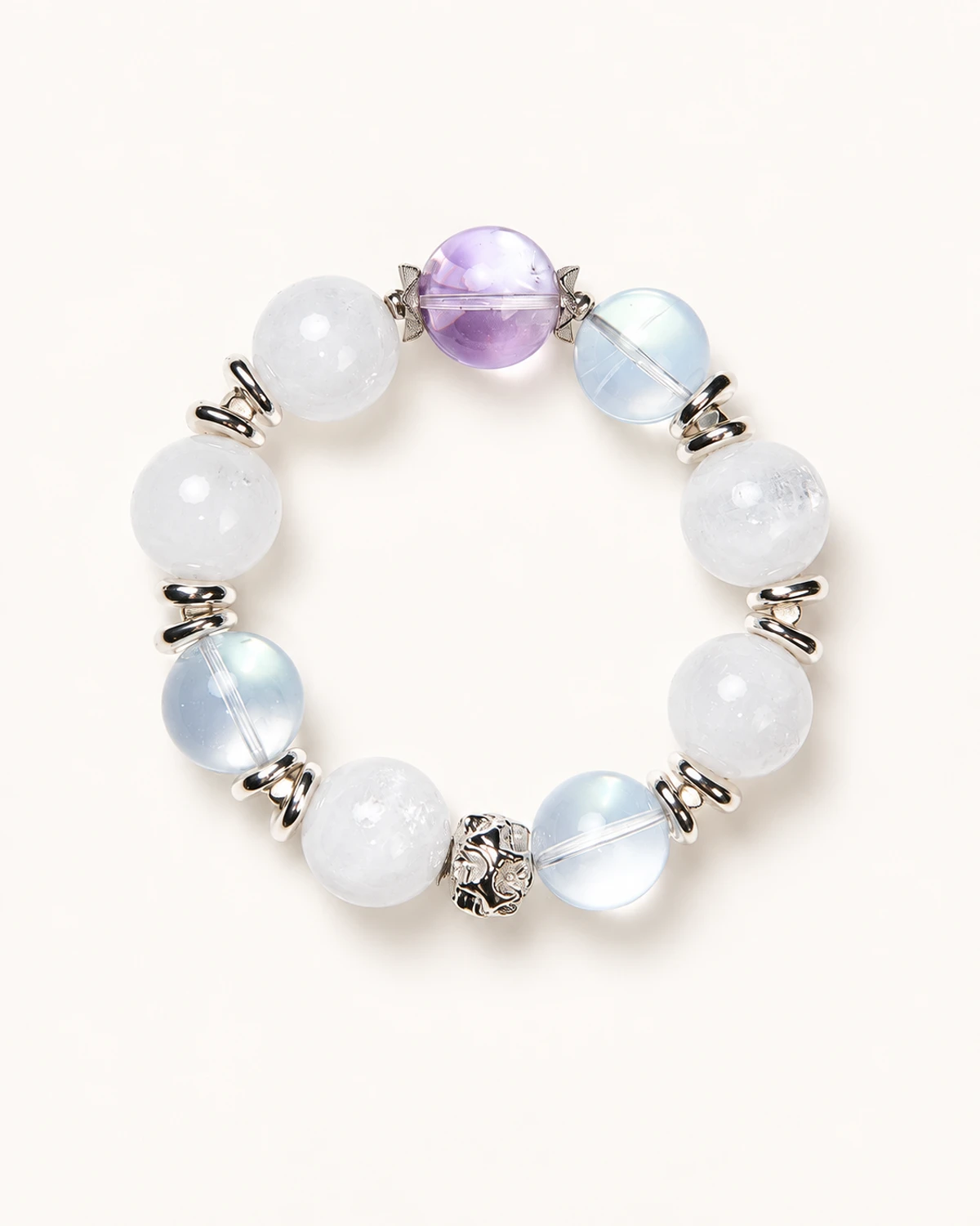 Amethyst, White Phantom & Rose Quartz Bracelet studio product image